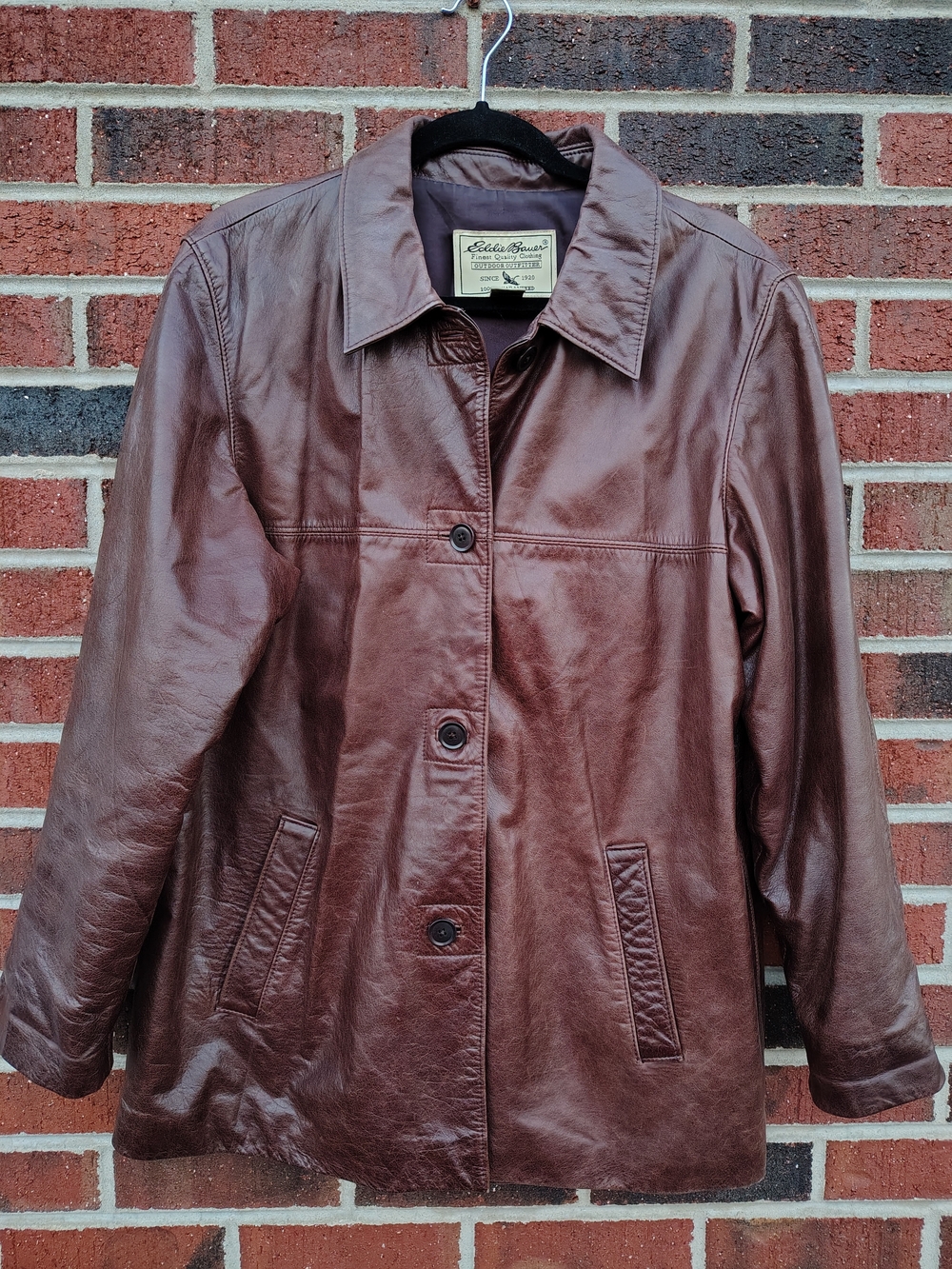90's Eddie Bauer Brown Soft Leather Jacket | Car Coat Women's XL